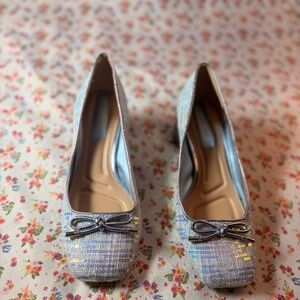 Franco Sarto Natalia Sequin Square Toe Block Heel Pumps - Size 8